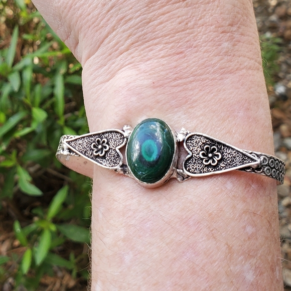 New Malachite 925 Silver Open Cuff Bracelet. - Picture 9 of 15